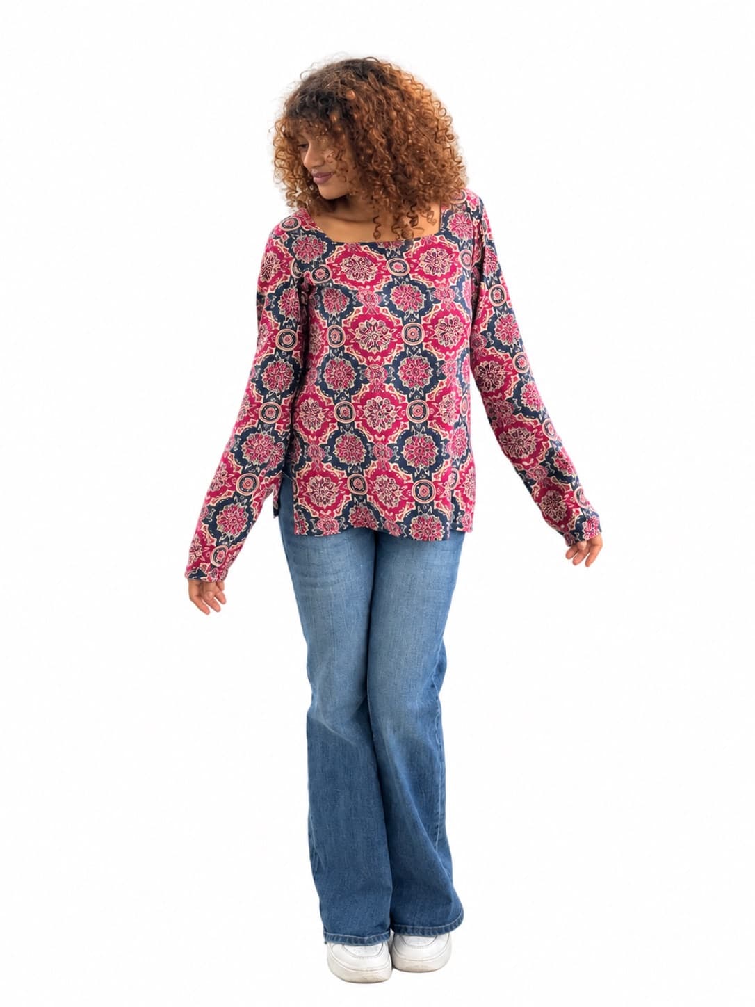 Square Neck Cotton Short kurti — 2