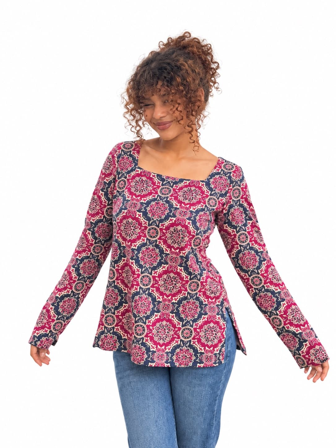 Square Neck Cotton Short kurti — 1